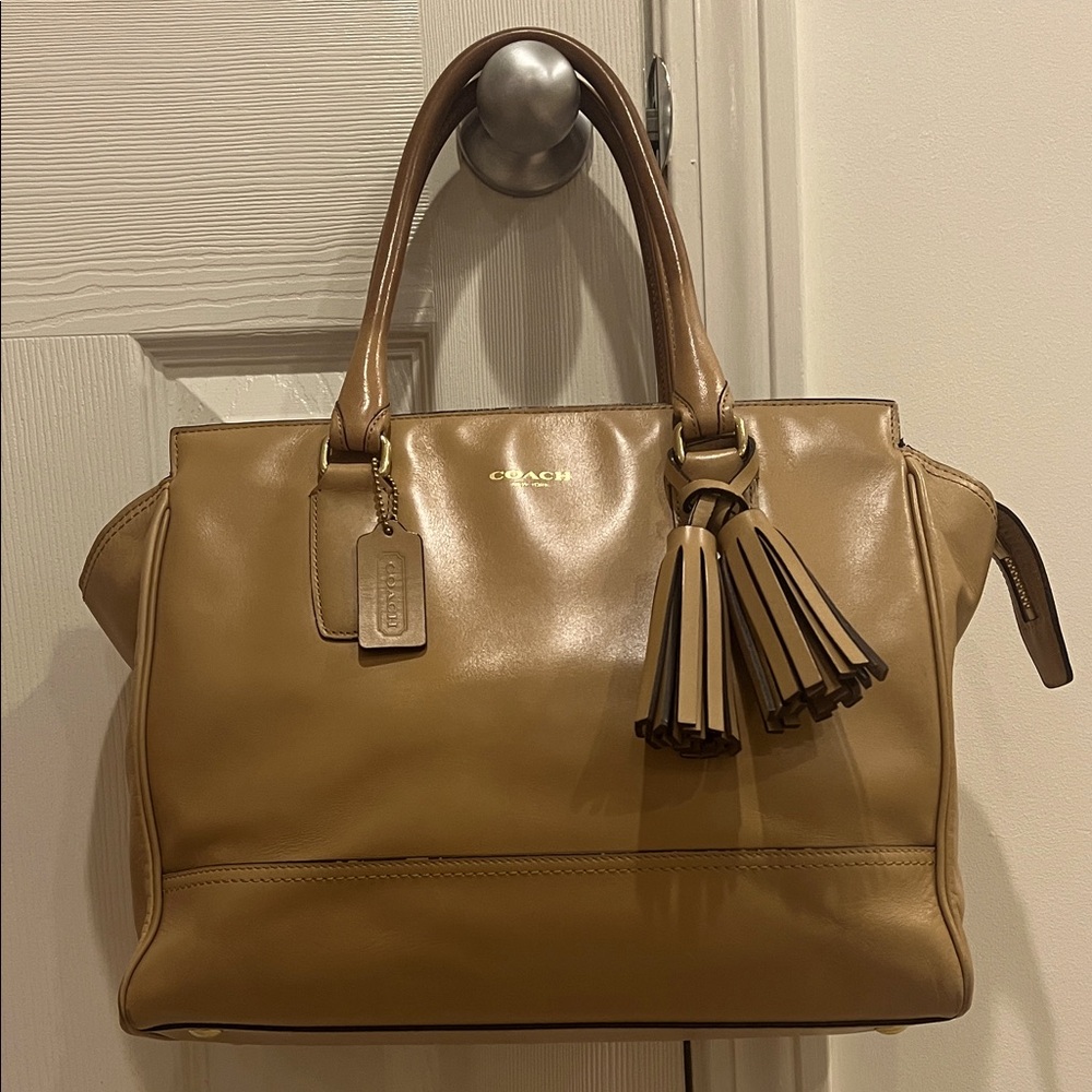 Coach Tan Leather Tote with Tassels